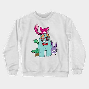 books and cats are a nerdy monsters best friend Crewneck Sweatshirt